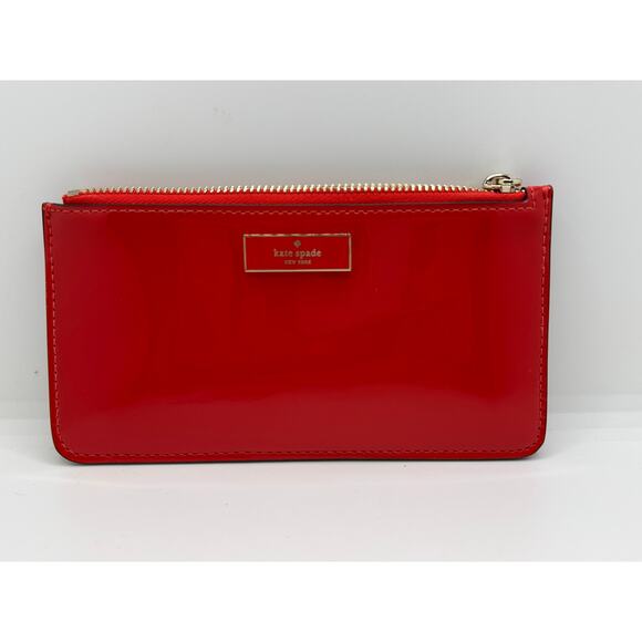 NWT Kate Spade Red Patent Leather Card Wallet - Picture 1 of 6